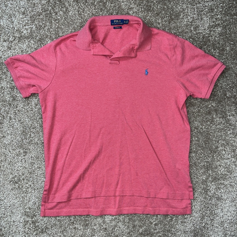 Polo Ralph Lauren Men's Red Polo Shirt Custom Fit Short Sleeve XL 100% Cotton
